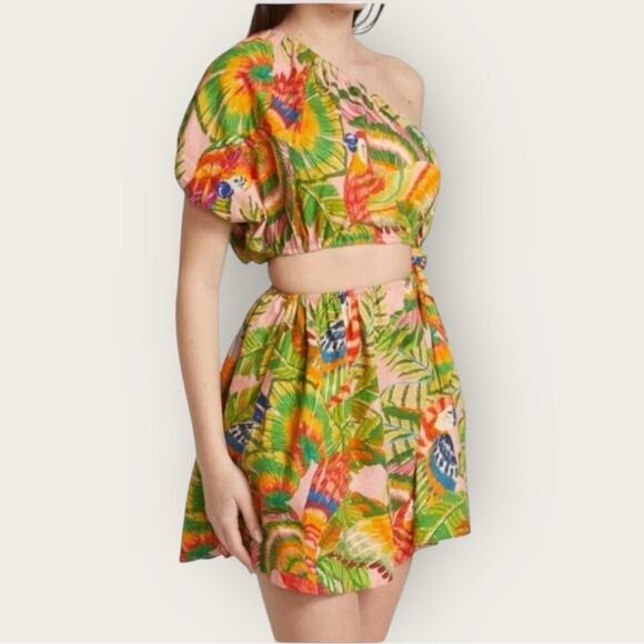 NWT | Farm Rio | Macaw Leaves Mini Dress | Multi | Large